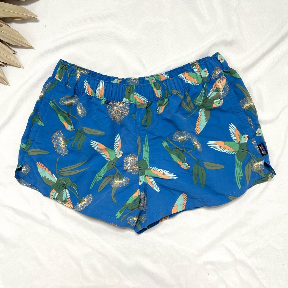 Patagonia Barely Baggies Parrots Port Blue Nylon 2.5” Hiking Shorts